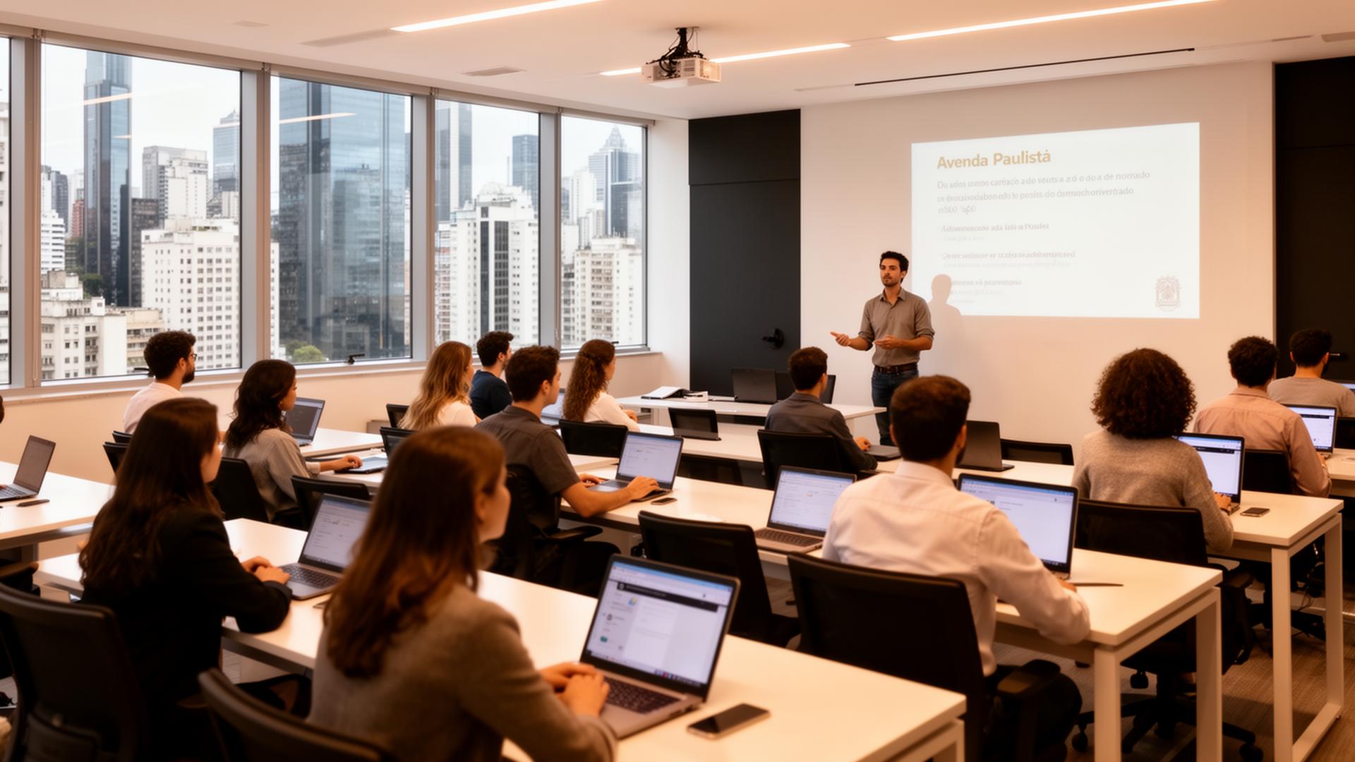 Sala de aula da MFuture Company na Avenida Paulista